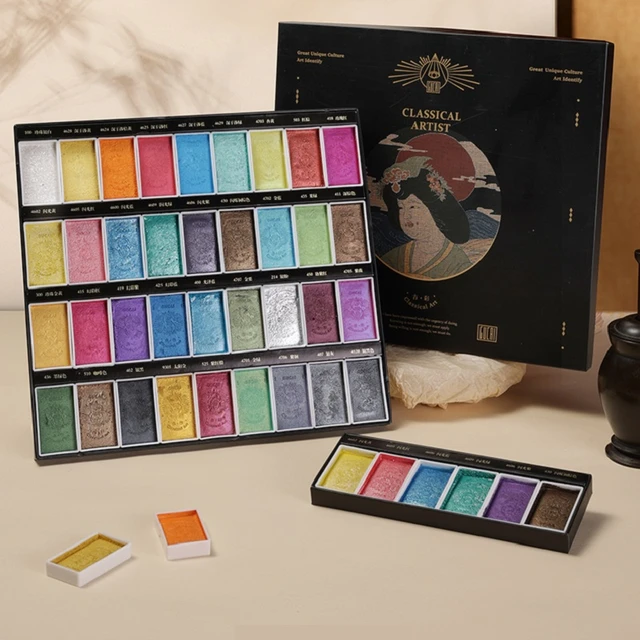 Paul Rubens Watercolor Paint Set, 36 GUCAI Classical Pearlescent Colors &  24 colors Watercolor Paint Set