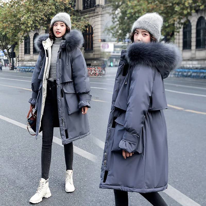 S-XL, новинка, зимняя куртка-пуховик с натуральным лисьим мехом на белом утином пуху, толстое теплое повседневное тонкое пуховое пальто, женская ветрозащитная верхняя одежда на молнии с капюшоном
