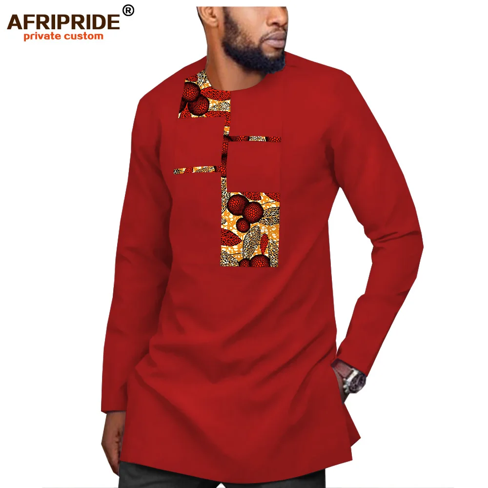 

2019 Men`s Shirts African Print Shirt Dashiki Tops Tribal Floral Blouse Outwear for Autumn Winter Slim Fit AFRIPRIDE A1912008