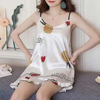 

2020 Women Summer Pajama Sets Top Shorts Printed Sleepwear Sexy Sleeveless Strap Casual Silk Satin Nightwear Sleepwear Set Femme
