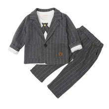 Рекомендуемый классный Свадебный костюм в полоску в английском стиле для мальчиков, комплект из 2 предметов, костюм для мальчиков, пальто, наряд для мальчиков, 3163