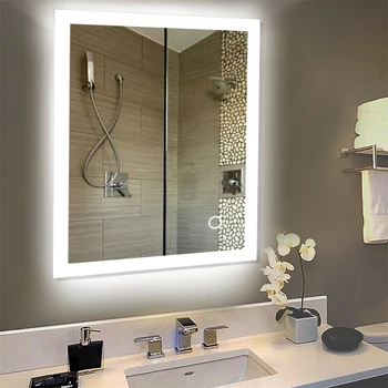 

LED Bathroom smart Mirror Bathroom Toilet Anti-fog Mirror With Touch Screen matte light surface Wall decor Bathroom Mirror