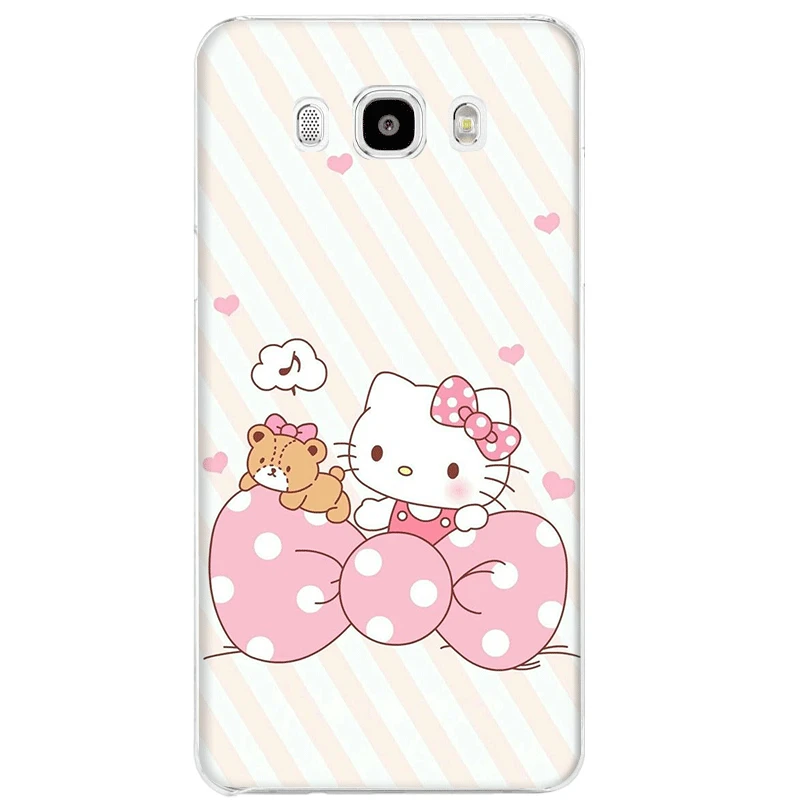 Чехол для мобильного телефона Samsung Galaxy J1 J2 J3 J5 J6 J7 жесткий чехол hello kitty Милая Защита корпуса