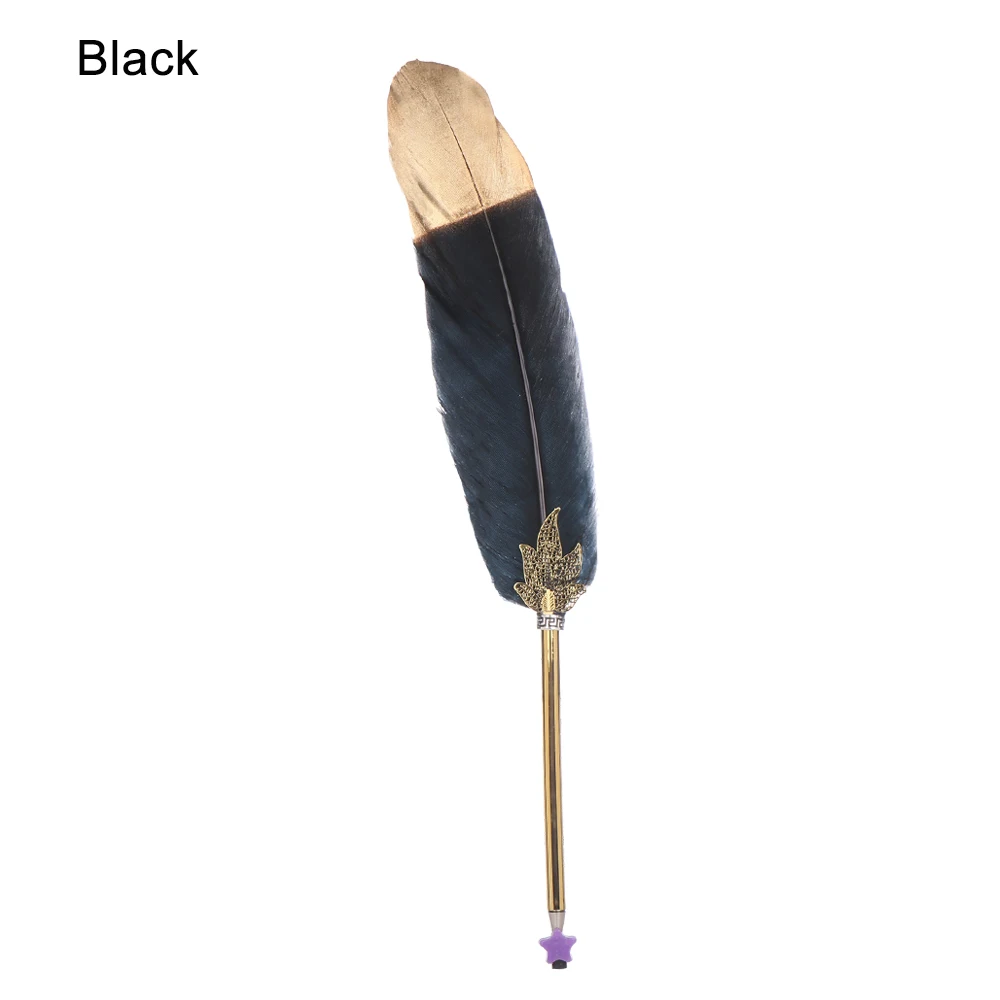 Черный Ballpoint Gel Pen Gold Feather Pens Custom Decorative Pen Signature Writing Tool Stationery School Office Supplies Christmas Gif - Цвет: Черный