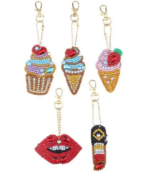 Diamond keychain DIY Полный Дрель Алмаз особенной формы живопись брелки женская сумка кулон ювелирный брелок для ключей Алмазная вышивка крестиком - Цвет: Diamond keychain