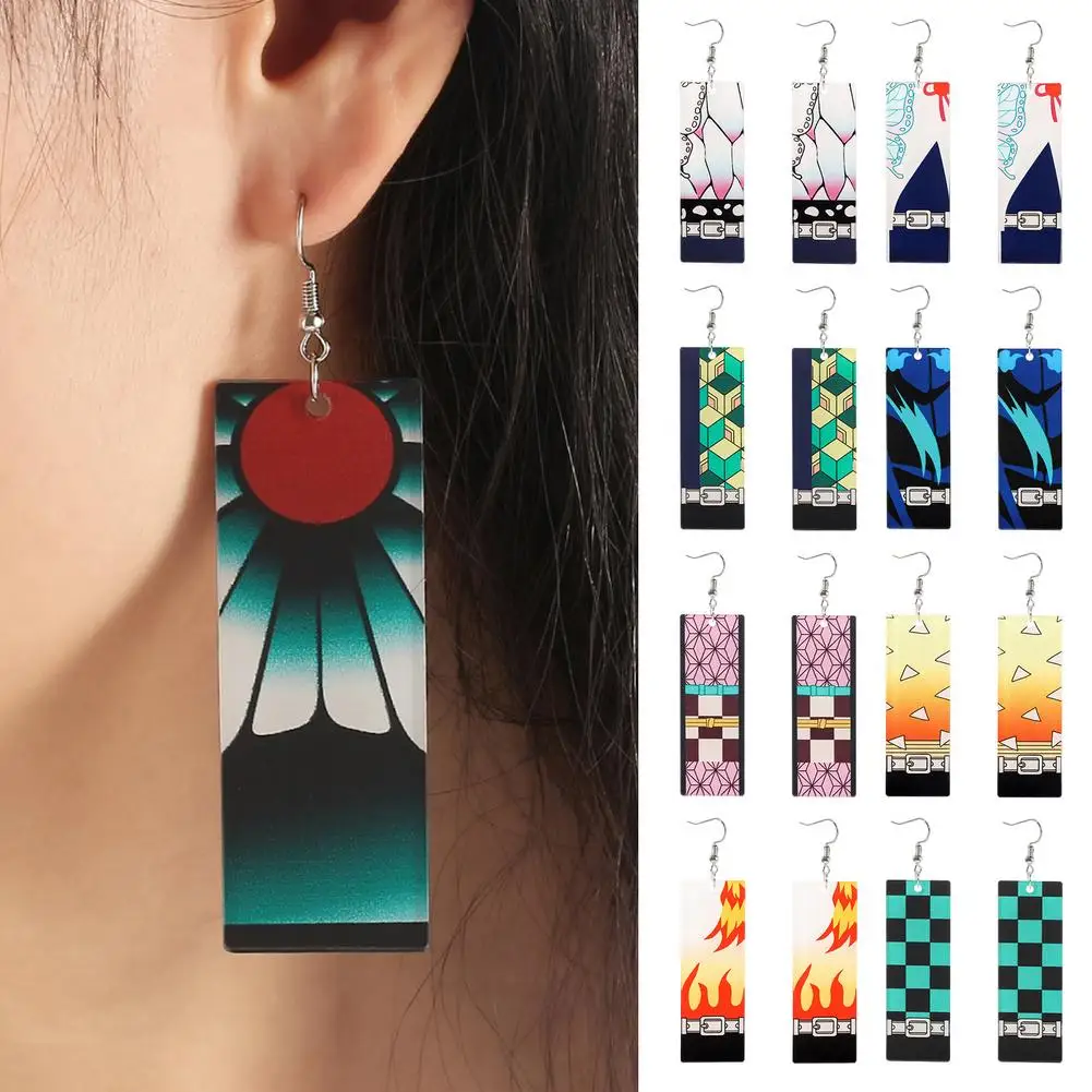 Anime Demon Slayer Drop Earrings For Women Man Fashion Geometric Jewelry Classic Cartoon Acrylic Dangle Earrings 1