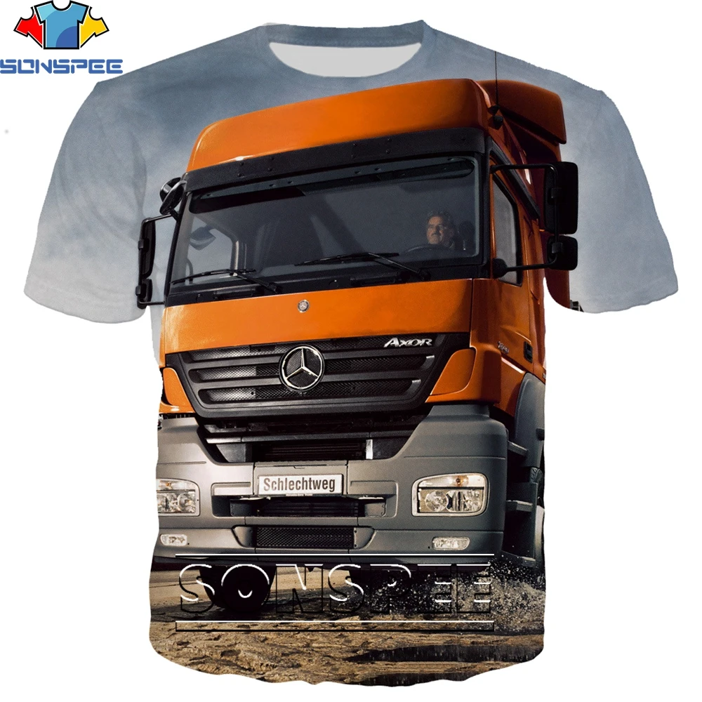 SONSPEE Truck Car 3D Print Hip Hop Men's T Shirt Fashion Harajuku Short Sleeve Funny Logo Men Women Tops Tees Shirts Homme