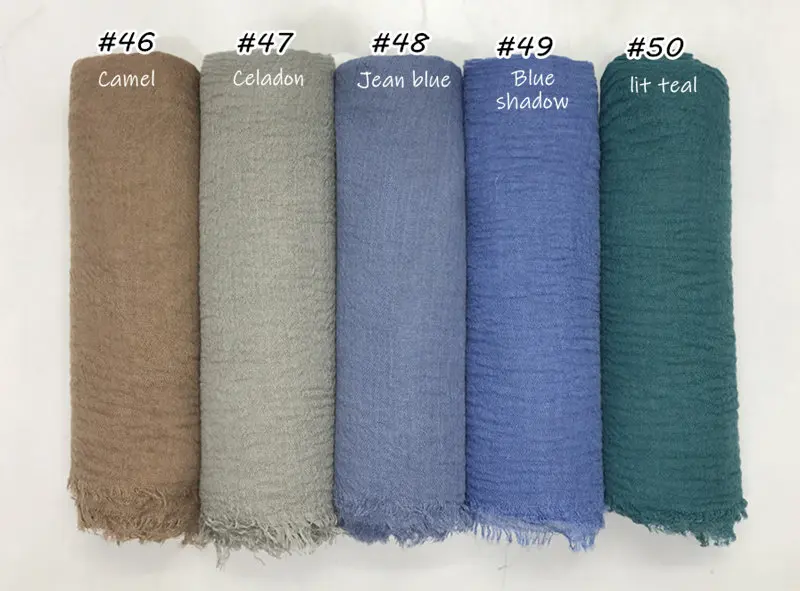 10 100 шт/партия) bubble plain crinkle хиджаб шарф с бахромой женские мягкие однотонные хиджабы популярное кашне мусульманские платки обертывание дизайн - Цвет: 10