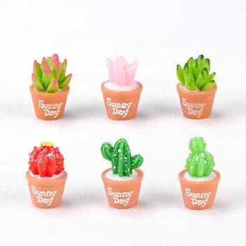 

6PCS Simulation Cacti Pot Mini Resin Craft Miniature Plant Fairy Garden Accessory Creative Photography Props DIY Decor