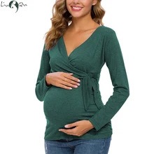 

Pregnancy Clothes Maternity Shirts Long Sleeve V-Neck Pregnant Blouses Mama Casual Tunic Breastfeeding Comfortable Fit Tops