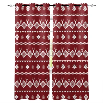 

Festival Christmas Snowflake Elk Curtains for Kids Boy Girl Bedroom Living Room Cortinas Custom Drape Kitchen Window Curtains