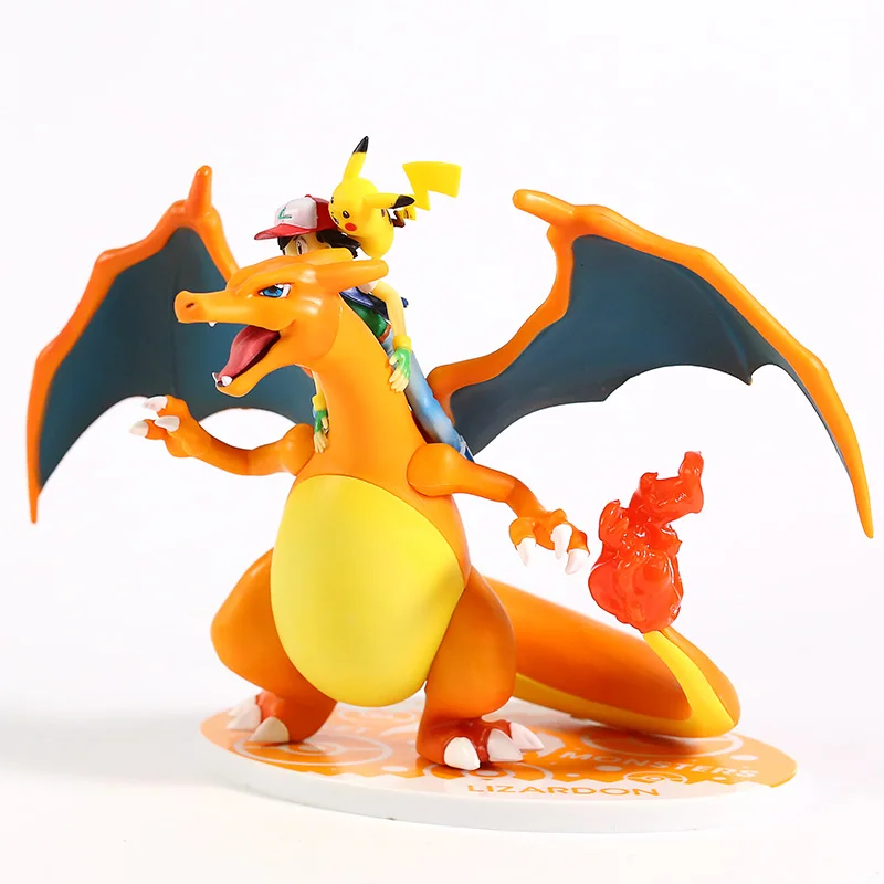 Аниме Монстры пепел Кетчум Сатоши езда на Charizard ПВХ фигурка Коллекционная модель игрушки