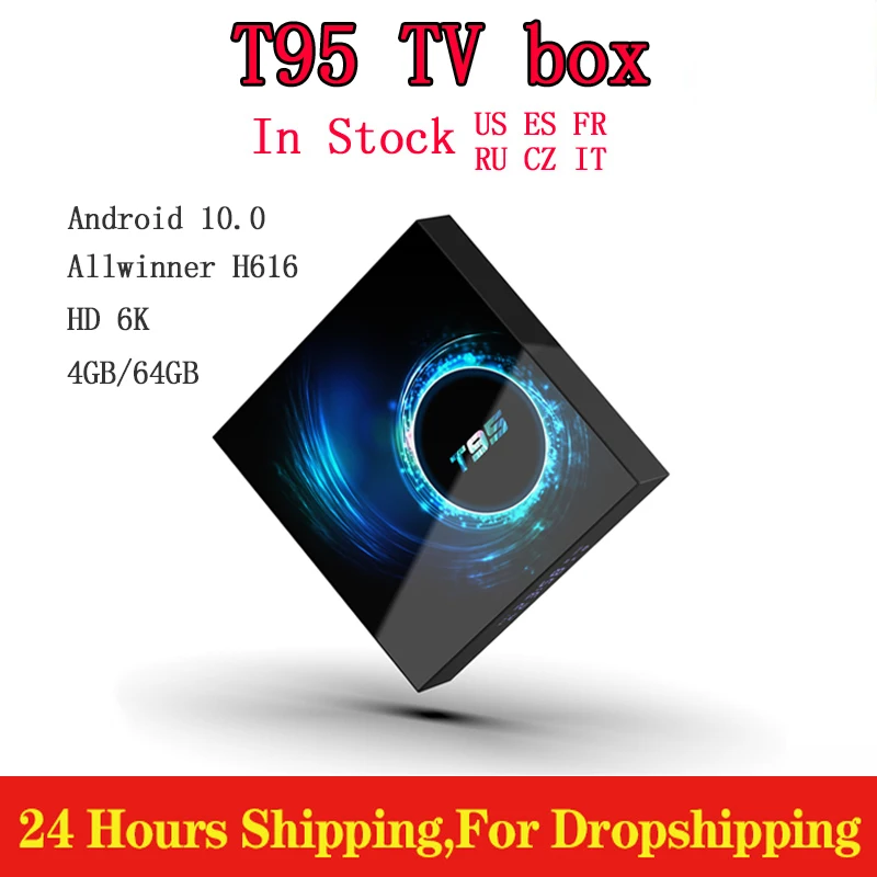 

Genuine T95 Smart Android TV Box 4G 64GB Allwinner H616 Quad Core 1080P H.265 6K TV Box Android 10.0 Set-Top Box 2GB 16GB