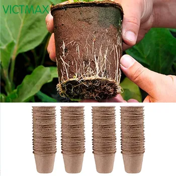 

VICTMAX New 100Pcs/set 8*8*8cm Paper Pulp Seedling Cup Nursery Pots Biodegradable Flowerpot for Garden Supplies Drop Ship