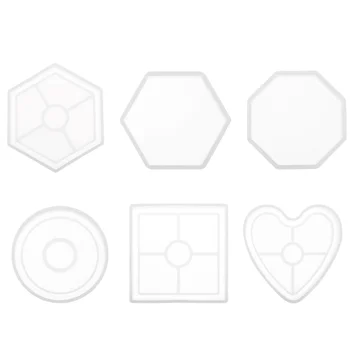 

6pcs DIY Practical White Heat Resistant Cup Mat Mould Multiple Shape Mold Crystal Mold Craft Molds