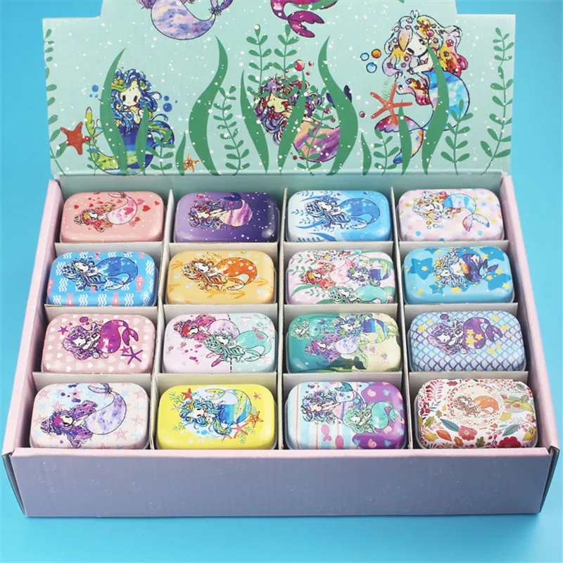 

12Pieces/Lot Exquisite Cartoon Pattern Printing Tin Box Mini Jewelry Candy Pill Small Things Packing Box Portable Storage Boxes