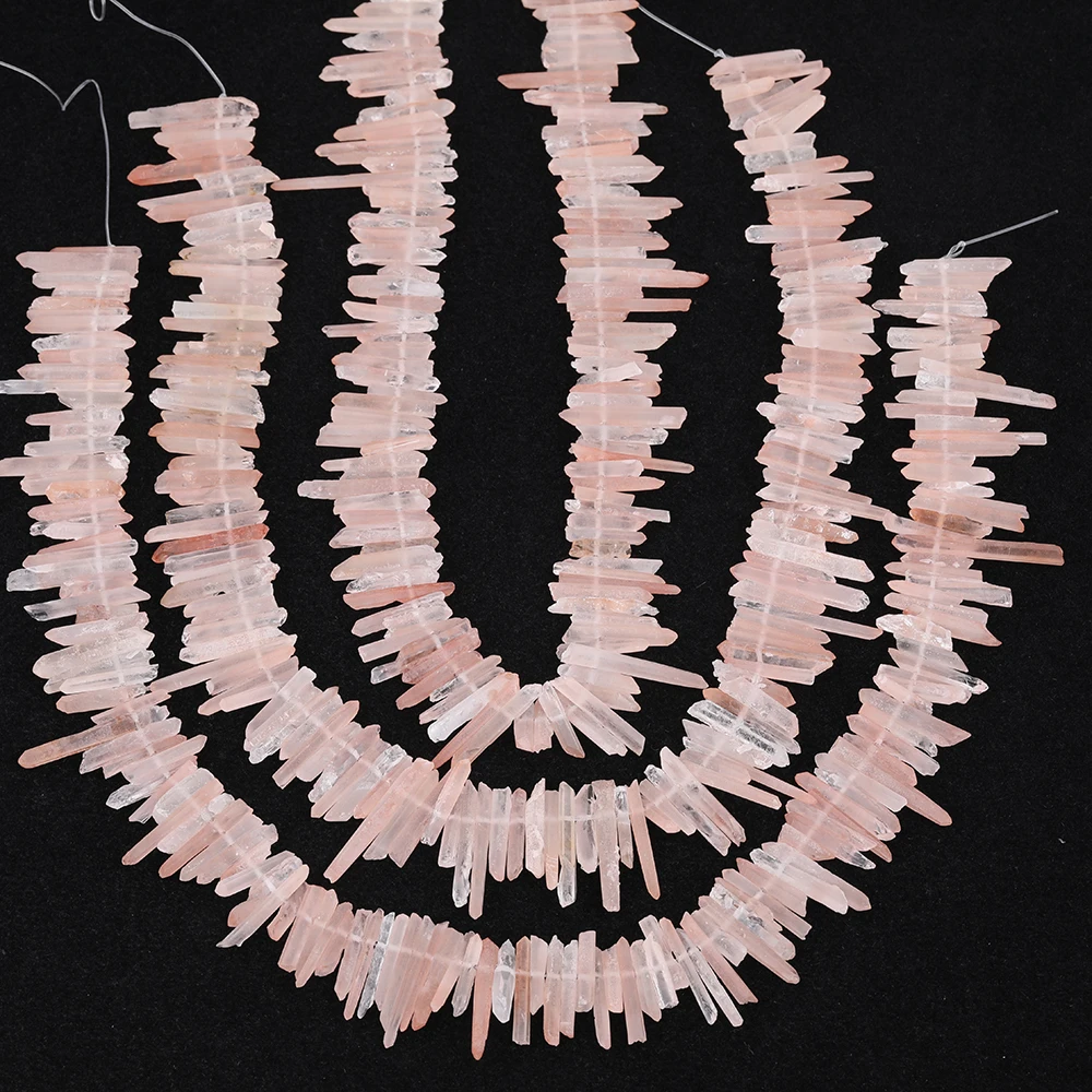 

Approx 130pcs/strand Natural Pink Quartz Crystal irregular Point Beads Jewelry,Top Drilled Crystal Point For DIY Jewelry Making