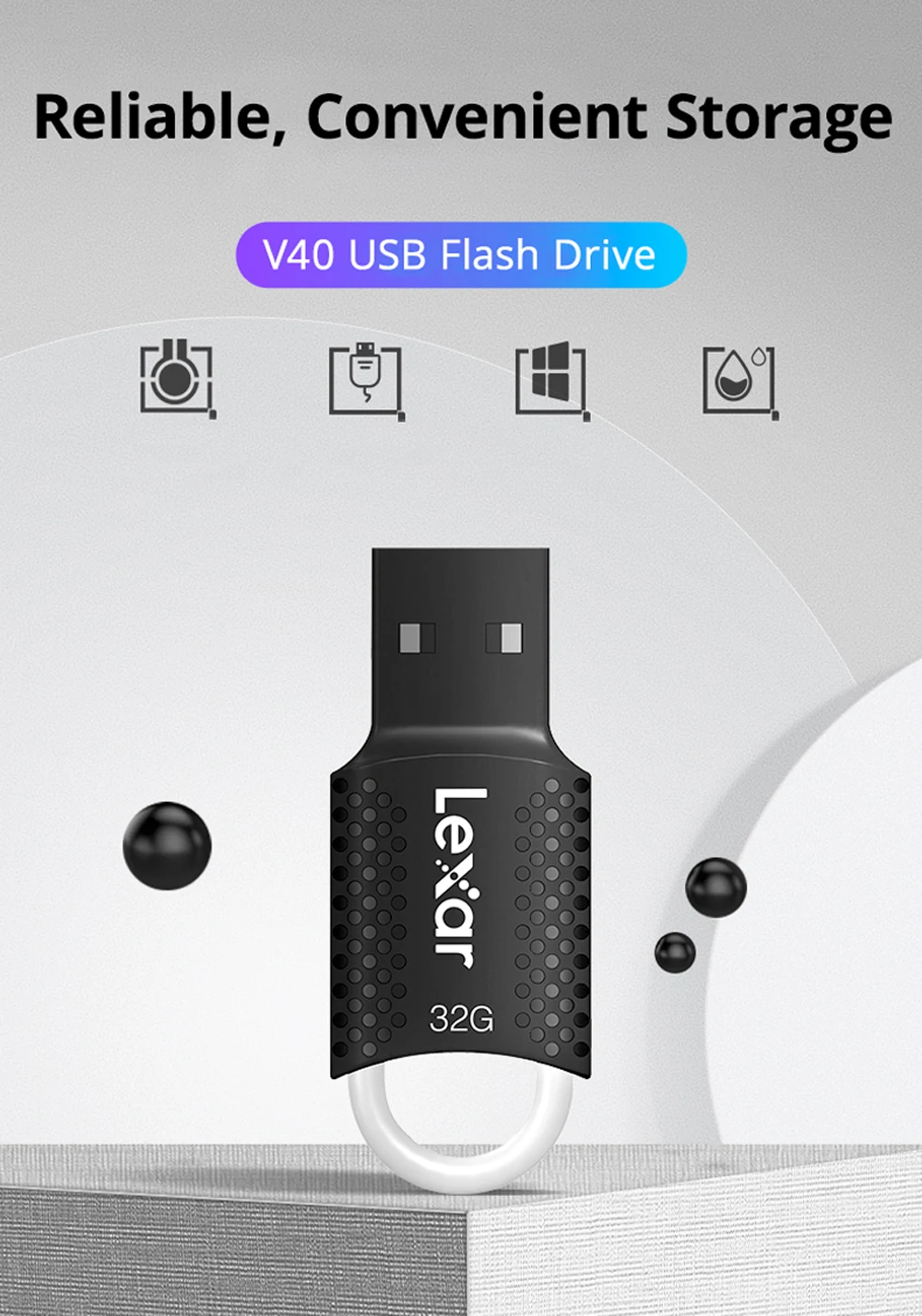 Lexar JumpDrive V40 флеш-диск USB 2,0 64 ГБ 32 ГБ 16 ГБ Флешка Мини U диск обеспечивает как для ПК, так и для Mac