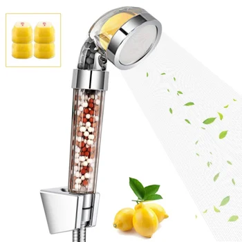 

2020Vitamin C Filter Shower Head With 3 Lemons For Balsam Hand Held High Pressure Shower Head To Remove Chlorine For Restroom/