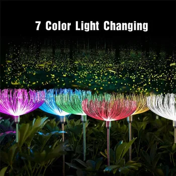 

ZANCAKA 2pcs Colorful Solar Fiber Optic Light LED Solar Fireworks Lights Flash String Lights Lawn Jellyfish Lamp For Garden