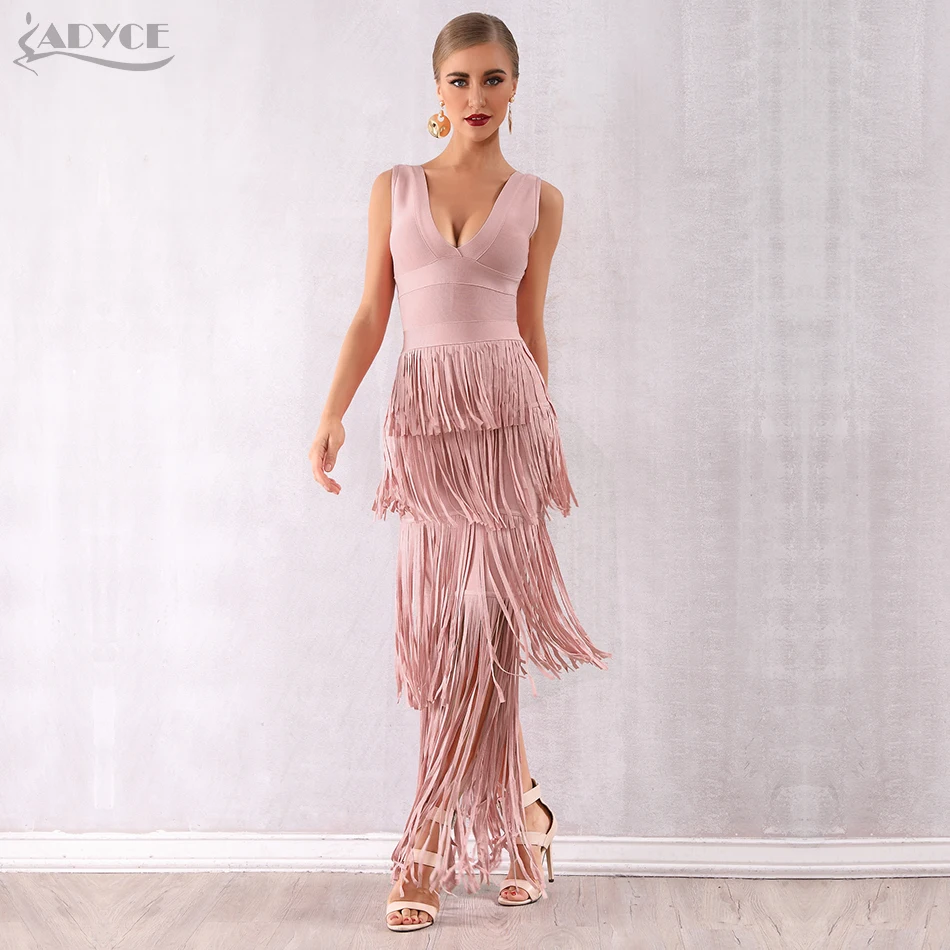 Фото Adyce 2021 Новое летнее женское Бандажное платье с открытой бахромой Vestidos Макси Adyce 2021 Новое летнее женское Бандажное платье с открытой бахромой Vestidos Макси