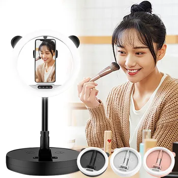 

Dimmable Portable LED Ring Light Kit with Stand for Makeup Phone Camera Selfie Live broadcast phone stand holder fill ring light