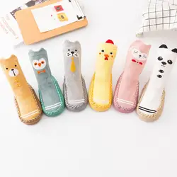 Детские Нескользящие носки-тапочки с кожаной подошвой для новорожденных теплые хлопковые детские носки-петухи, От 0 до 2 лет