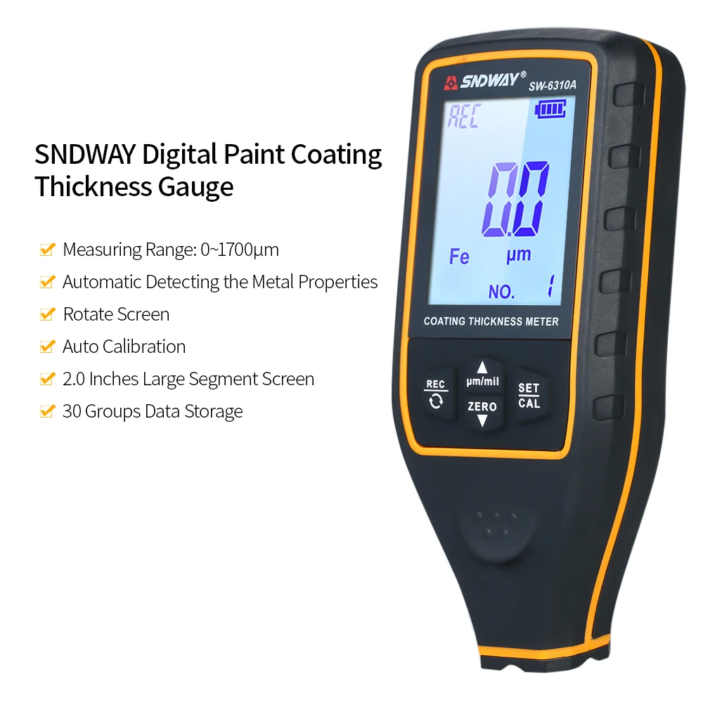 SNDWAY SW-6310A цифровой измеритель толщины покрытия краски ручной тестер толщины покрытия измеритель толщины
