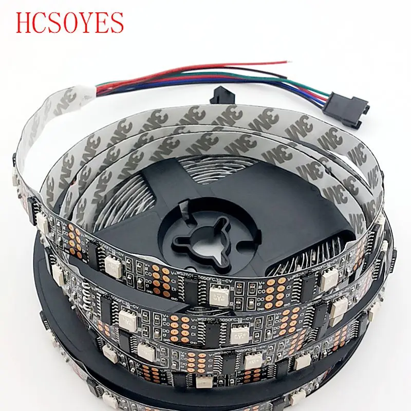 5 м/рулон DC5V ws2801 индивидуально Адресуемая 32 СВЕТОДИОДА/М 5050 RGB лента 12 мм ТВ Led