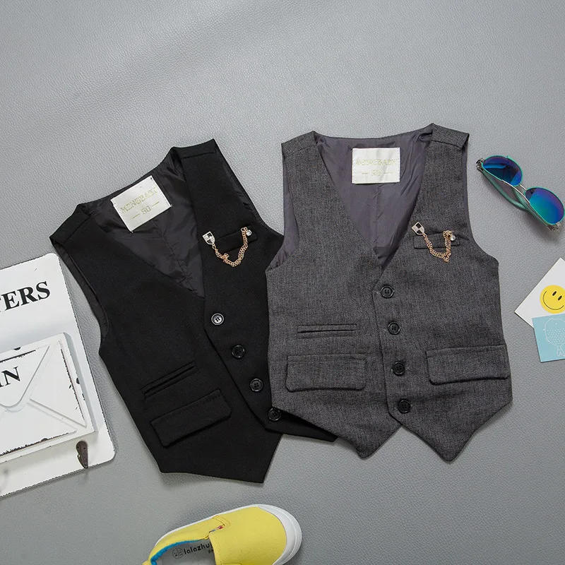Детская одежда для мальчиков; сезон весна-осень; жилет стиль Англии жилет 3 Детский кардиган Slim Fit костюм 5 жилет