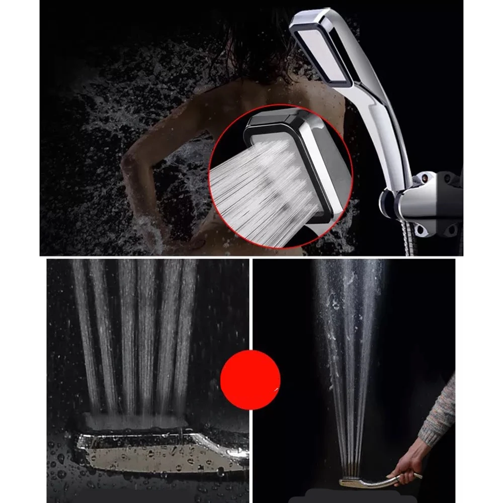 

1*Shower Head 300 Holes High Pressure Handheld Square Shower Head Water Saving W/ ON/Off Pause New Arrival
