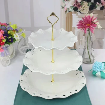 

3 Tiers Dessert Stand with Handle Cake Fruit Plate Display Holder for Wedding Home Holiday Birthday Christmas Tea Party