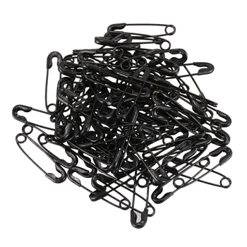 

Metal Fastening Tool Safety Pins 0.8 x 0.2 Inch 100 Pcs Black