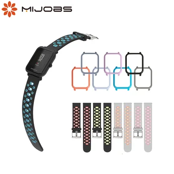 

Mijobs 20mm Amazfit Strap Silicone Wrist PC Case Cover for Xiaomi Huami Amazfit GTR Bip BIT PACE Lite GTS Smartwatch Correa
