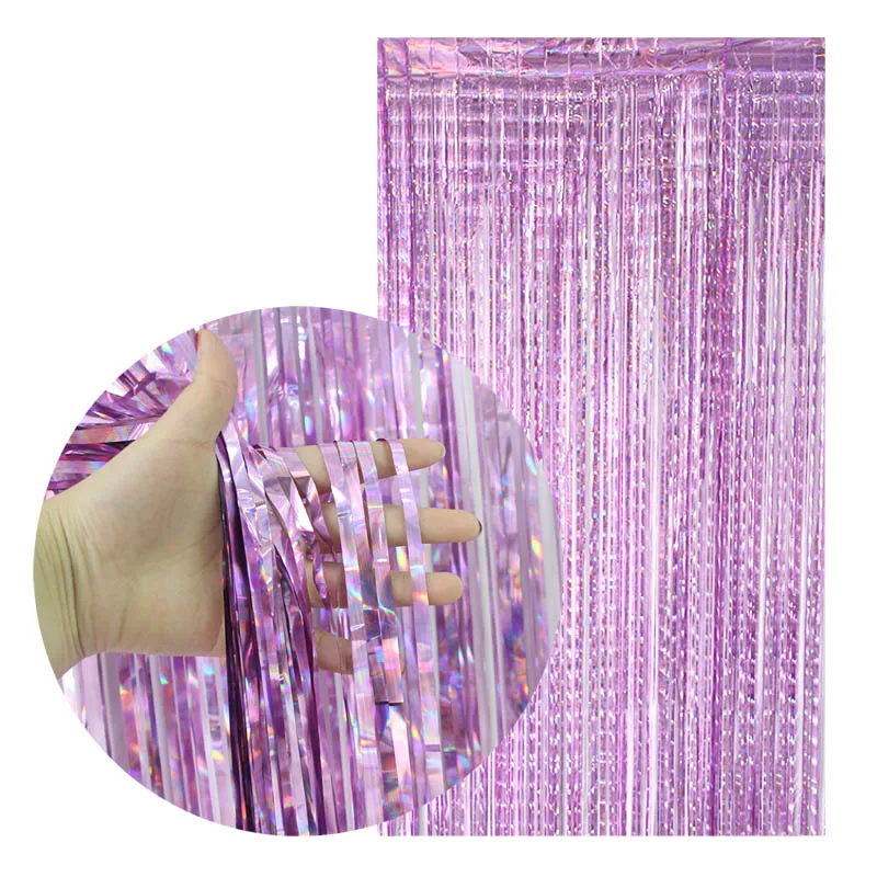 light purple Joy-Enlife розовое золото фон занавес металлические блестки из фольги бахрома занавес для свадьбы День рождения Декор реквизит для фотосессии принадлежности - Цвет: light purple