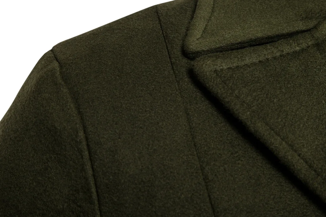 Winter Woolen Long Overcoat Men Casual Slim Fit Double Breasted Peacoat Mens Business Blends Trench Coat