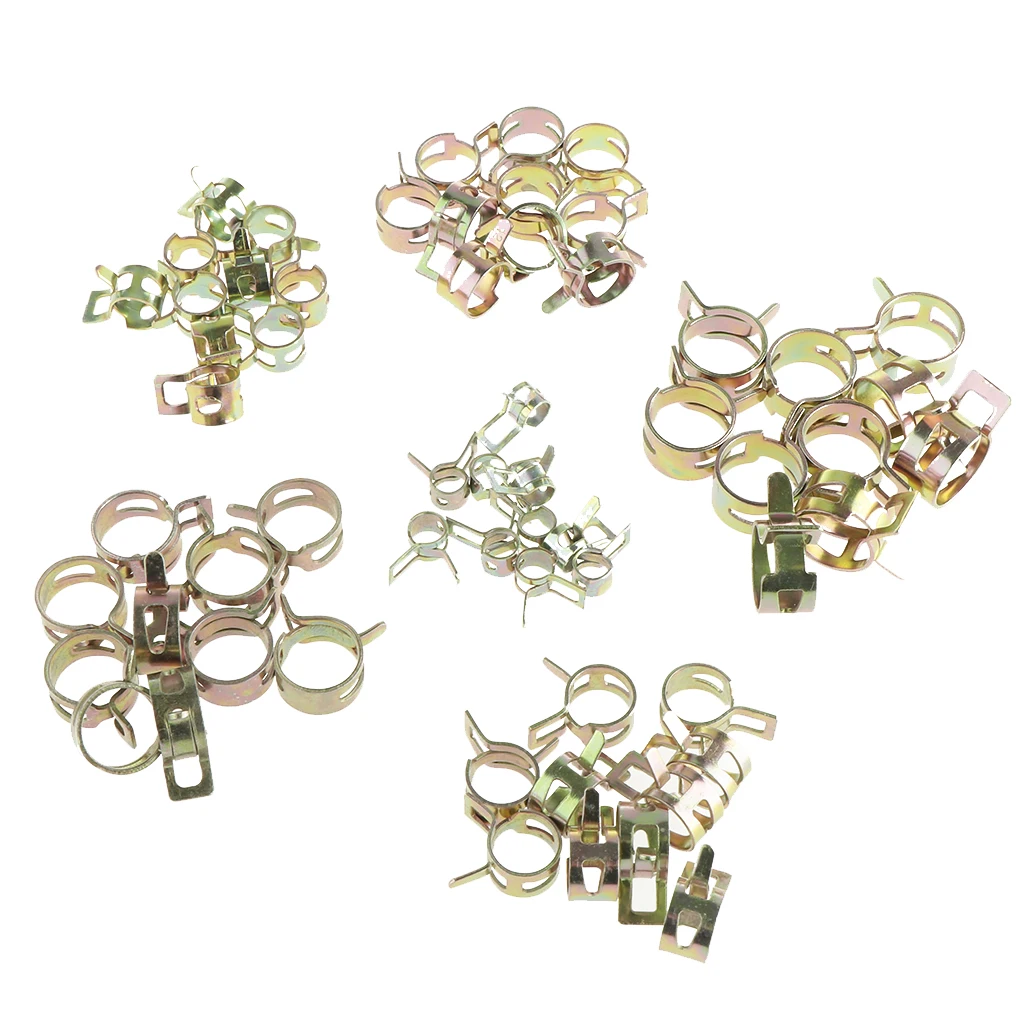 60Pcs Spring Band Type Hose Pipe Clamp Low Pressure Air Clip Clamp 6mm-15mm