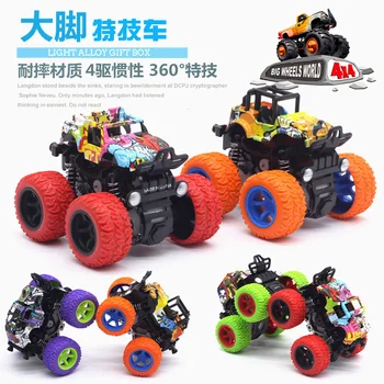 

1:36 tu ya kuan 4-wheel double drive inertia car Bigfoot off-road cartoon car model toy model hot selling