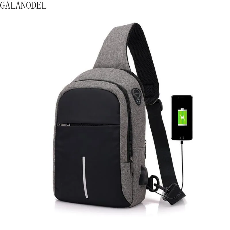

USB Rechargeable Men's Waterproof One-shoulder Twisted bag Handbag Luminous Bags Casual Anti Theft Bags of Simple Style.