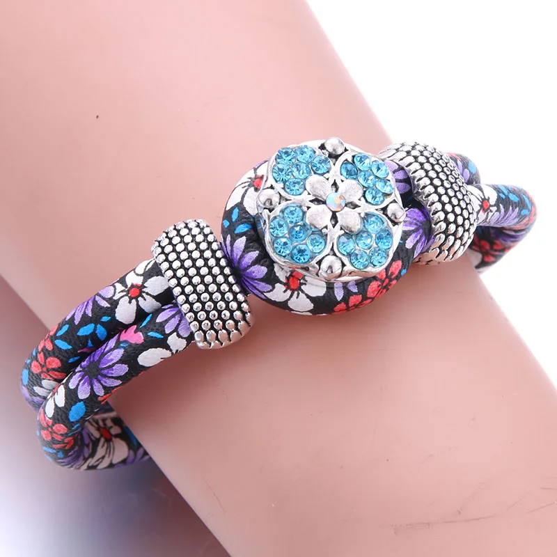 Boom LIfe New Snap Jewelry Handmade Braided Leather Snap Bracelet Bangles fit 18mm Button DIY Ginger Charm Bracelet