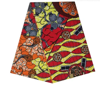 

African Ankara Wax Dye Fabric 100%Soft High Quality Real Breathable Nigerian Style Dress Material For Sewing 6 Yards/Pcs V-L 95