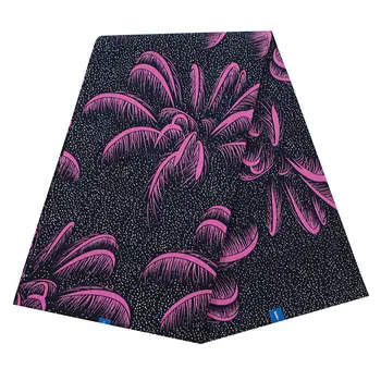 

2019 Latest Arrivals African 100% Cotton Pink Coconut Tree Print Fabric Pagnes African Real Wax 6Yard