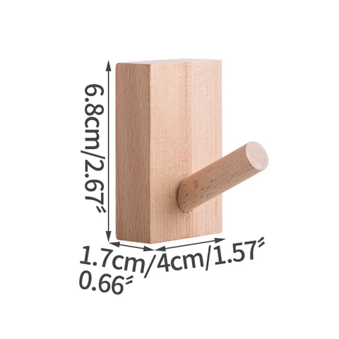 Beech Wood Hooks Wall Decor Storage Rack Key Holder Clothes Hangers Wall-Mounted Room Organizer Home Decoration
