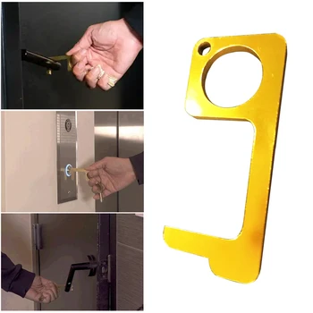 

Contactless Hand Antimicrobial Brass EDC Door Opener & Stylus Portable Press Elevator Tool Contactless Door Handle Key