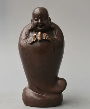 

Christmas Chinese Buddhism Copper Bronze Weath Bat Happy Laughing Maitreya Buddha Statue Halloween