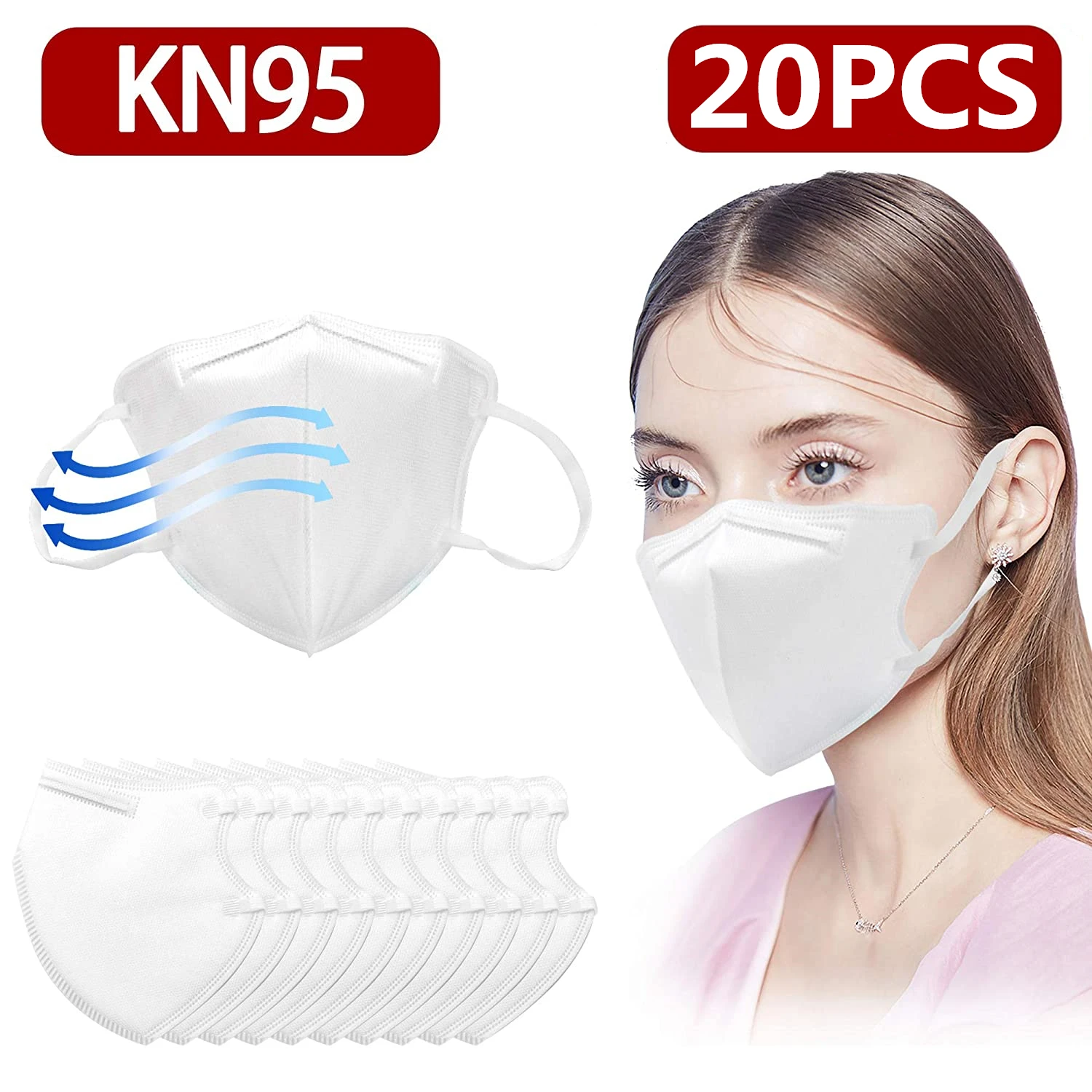

5 Layers KN95 Mask 95% Meltblown cloth filter Anti PM2.5 Particulate Pollution Protective Respirator Safety Same as KF94 FFP2