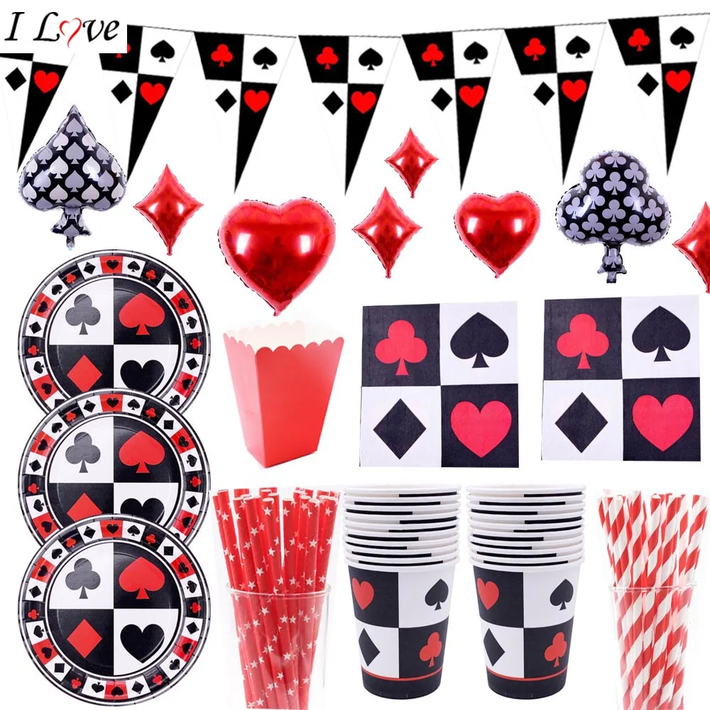 New Poker Party Christmas Set PARTY Birthday Products Decorative Tableware Paper Cup Paper Tray