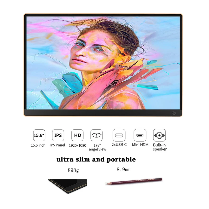 low cost  Portable Gaming monitor IPS Touch screen built in battery Gaming Display for Huawei &laptops xboxsw