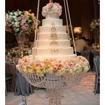 

Clear crystal chandelier style Wedding party cake swing wedding arch wedding decoration cake swing acrylic cake swing cake stand