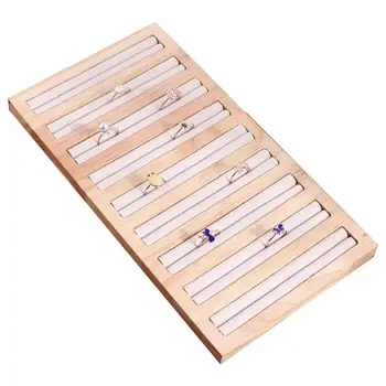 

Rectangle Wood 9 Long Slots Jewelry Display Tray Ring Holder Large Capacity Box